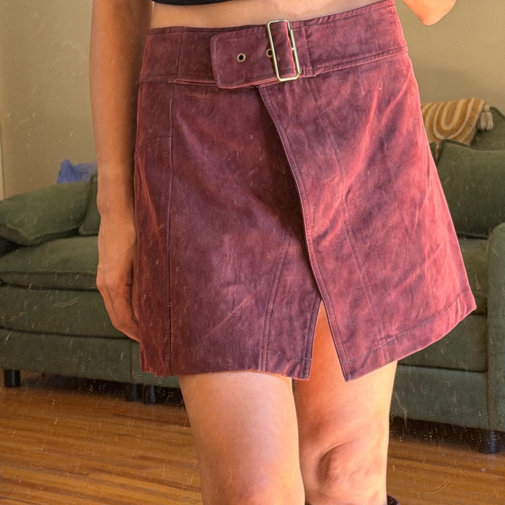 Free People Burgundy Mini Skirt